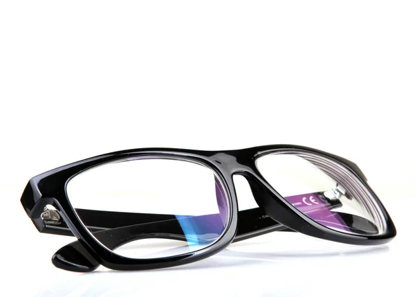Czarne Okulary Okulary Izolowane Białym — Zdjęcie stockowe