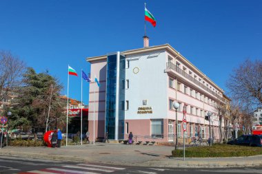 Pomorie, Bulgaristan - Februari 01, 2019: Ahyolu, Bulgaristan kasaba görünümünden.