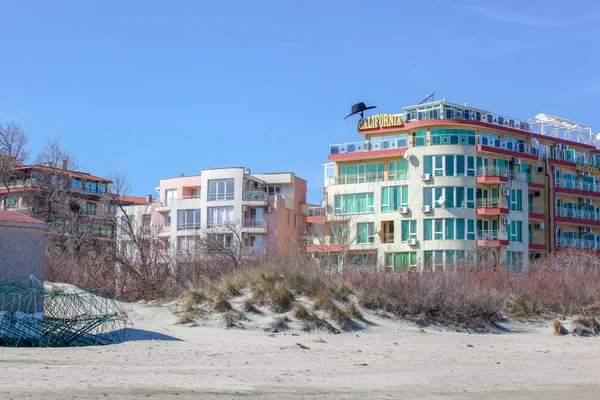 Pomorie Bulgária Março 2019 Passeio Primavera Pela Parte Central Cidade — Fotografia de Stock