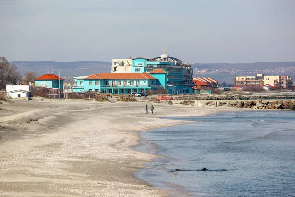 Pomorie Bulgária Março 2019 Passeio Primavera Pela Parte Central Cidade — Fotografia de Stock