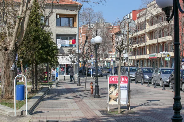 Pomorie Bułgaria Marca 2019 Wiosenny Spacer Przez Centralną Część Miasta — Zdjęcie stockowe