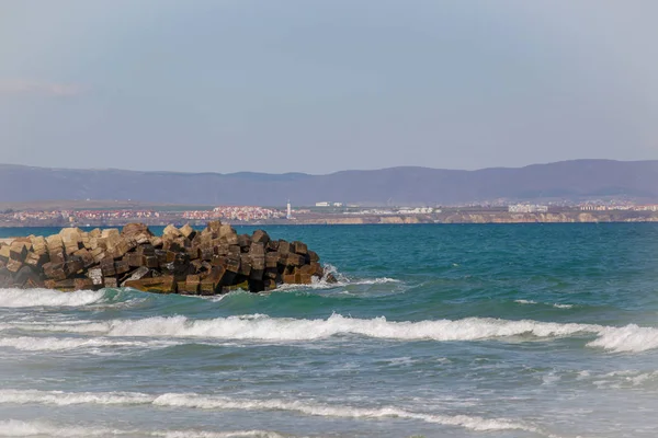 Pomorie Bulgaristan Deniz Kıyısına Güzel Görünüm — Stok fotoğraf