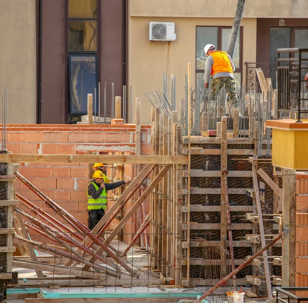 Pomorie Bulgaria Marzo 2019 Trabajadores Construcción — Foto de Stock