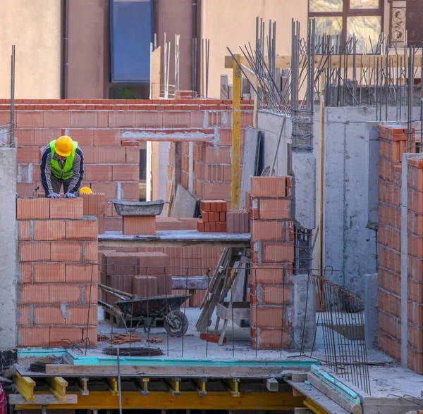 Pomorie Bulgaria Marzo 2019 Trabajadores Construcción — Foto de Stock