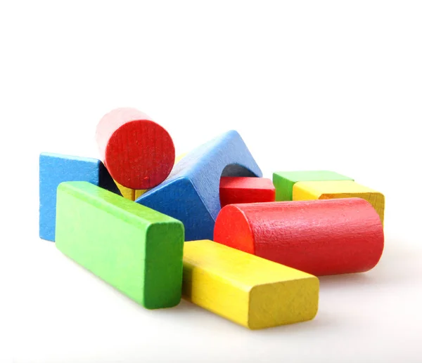 Studio Shot Colorful Toy Blocks White Background — Stock Photo, Image