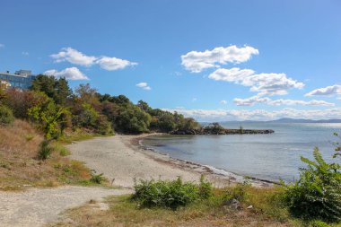 Pomorie, Bulgaristan 'Da deniz kıyısına güzel görünüm.