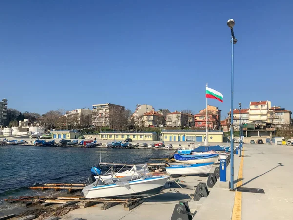 Pomorie Bulgaristan Januari 2018 Şehir Limanında Balıkçı Tekneleri — Stok fotoğraf