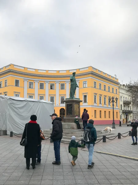 Odessa Ukraina November 2017 Square Framför Statyn Hertigen Richelieu — Stockfoto