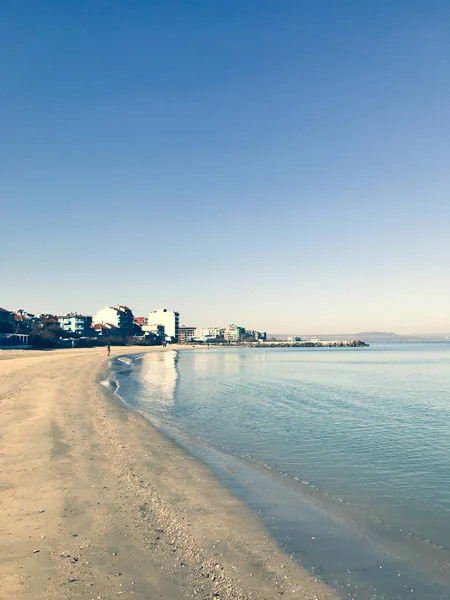 Vue Panoramique Mer Contre Ciel Bleu Clair Lumière Soleil — Photo