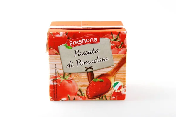 Pomorie Bulgarie Avril 2019 Passata Aux Tomates Freshona 500 — Photo