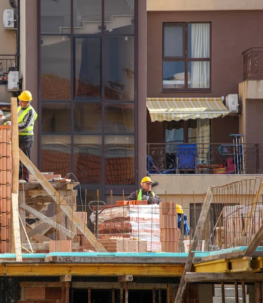 Trabajadores Construcción Albañilería Obra — Foto de Stock