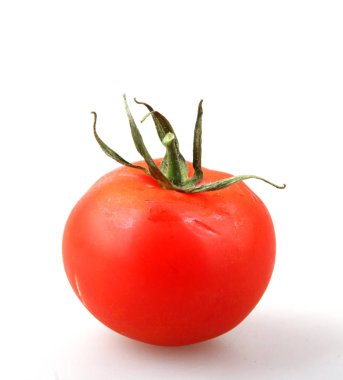 Beyaz Arkaplanda Kırmızı Domatesin Yakın Çekimi