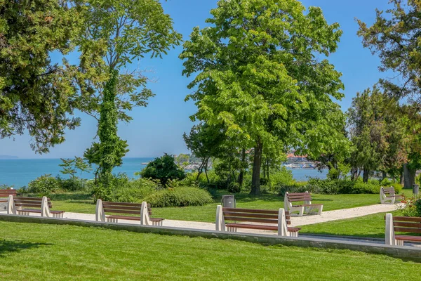 Gyönyörű Park Strand Közelében Neszebár Bulgária — Stock Fotó