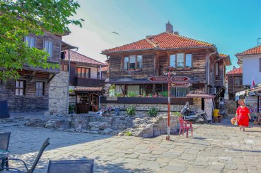 Nesebar, Bulgaristan - 29 Mayıs 2019: Nesebar (Genellikle Nessebar olarak yazılır) Antik Bir Şehir dir ve Burgaz eyaletinde bulunan Bulgaristan Karadeniz Kıyısındaki En Önemli Sahil Beldelerinden Biridir.