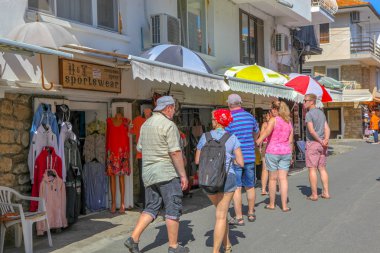 Nesebar, Bulgaristan - 29 Mayıs 2019: Nesebar (Genellikle Nessebar olarak yazılır) Antik Bir Şehir dir ve Burgaz eyaletinde bulunan Bulgaristan Karadeniz Kıyısındaki En Önemli Sahil Beldelerinden Biridir.