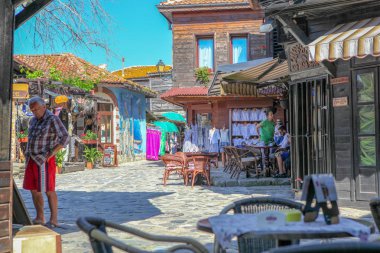 Nesebar, Bulgaristan - 29 Mayıs 2019: Nesebar (Genellikle Nessebar olarak yazılır) Antik Bir Şehir dir ve Burgaz eyaletinde bulunan Bulgaristan Karadeniz Kıyısındaki En Önemli Sahil Beldelerinden Biridir.