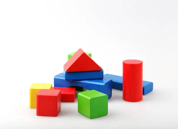 스튜디오 Colorful Toy Blocks White Background — 스톡 사진
