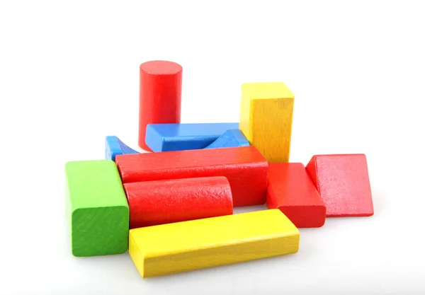 Estúdio Tiro Coloridos Blocos Brinquedo Contra Fundo Branco — Fotografia de Stock