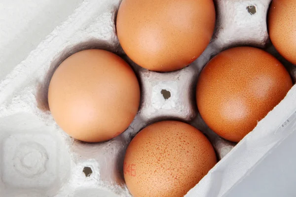 Close Brown Eggs Carton — Stock Photo, Image