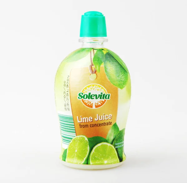 Pomorie Bulgária Július 2019 Solevita Lime Juice Izolált Fehér Háttér — Stock Fotó