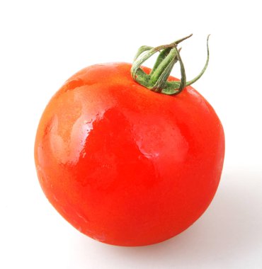 Beyaz zemin üzerine kırmızı domates close-Up