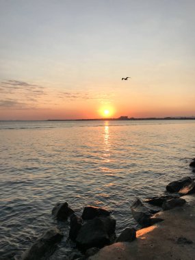 Pomorie Yakınlarındaki Güzel Gün Batımı, Bulgaristan.