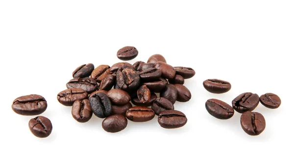 Čerstvé Pražené Kávová Zrna Izolované Bílém Pozadí — Stock fotografie