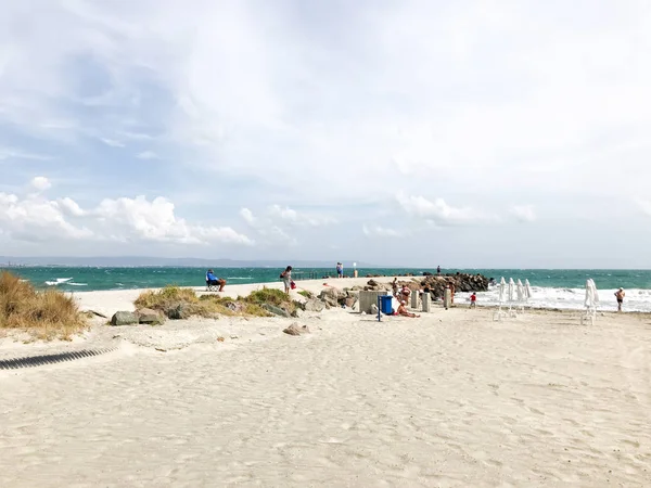 Поморие Болгария Сентября 2019 Года Люди Отдыхают Пляже — стоковое фото