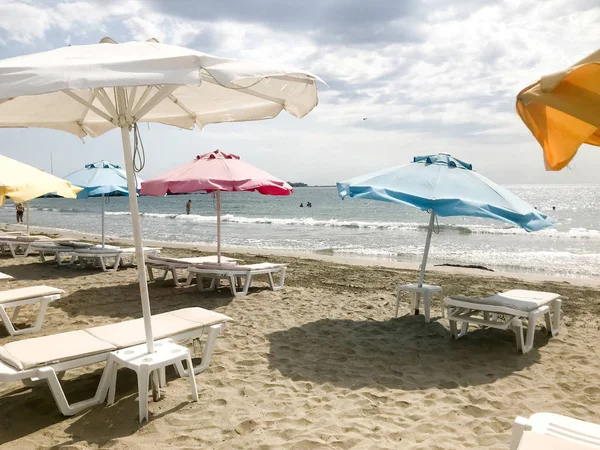 Pomorie Bulgaria September 2019 People Relaxing Beach — Stock Photo, Image