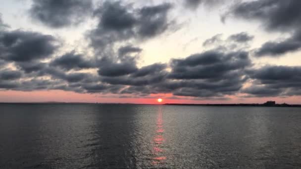 Vacker Solnedgång Nära Pomorie Bulgarien — Stockvideo