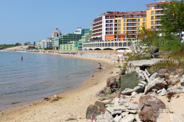 Nessebar, Bulgaristan - 22 Mayıs 2011: Eski Şehrin Deniz Kıyısının Güzel Manzarası.