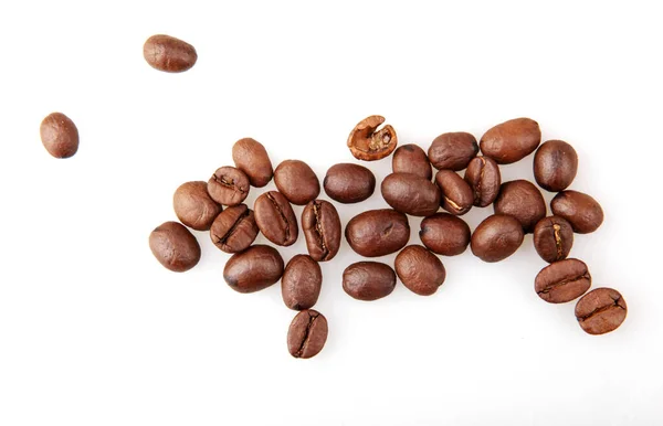 Koffiebonen Geïsoleerd Witte Achtergrond Een Koffieboon Een Zaad Van Coffea — Stockfoto