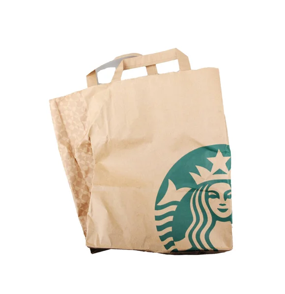 Pomorie Bułgaria Lipca 2020 Pakiet Tekturowy Logo Starbucks Starbucks Corporation — Zdjęcie stockowe