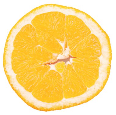 Beyaz arka planda izole edilmiş bir portakal dilimi