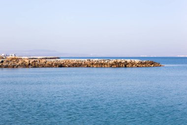 Bulgaristan 'ın Pomorie kentindeki Plaja Güzel Manzara.