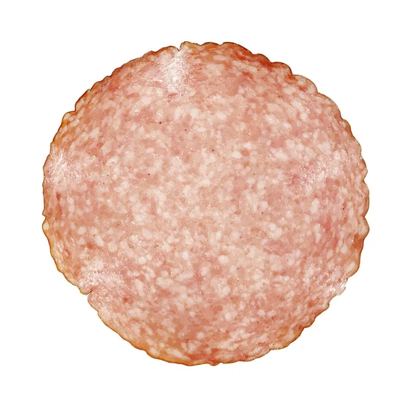 Imagem Salame Cozido Fumado Isolado Contra Fundo Branco — Fotografia de Stock