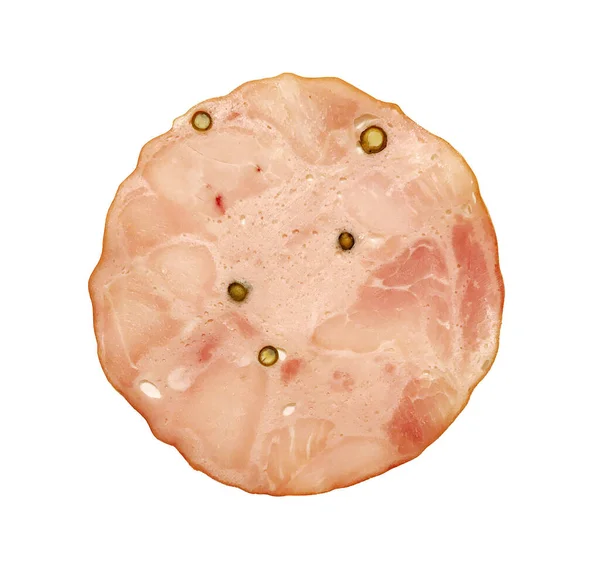 Bild Von Gekochter Geräucherter Salami Isoliert Vor Weißem Hintergrund — Stockfoto