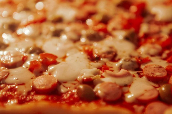 Imagen Pizza Casera Pepperoni Caliente —  Fotos de Stock
