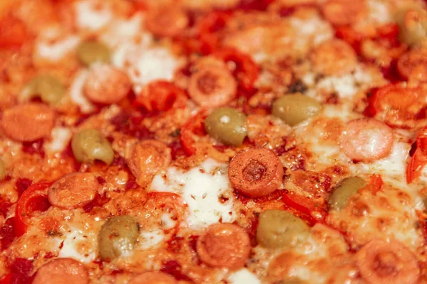 Imagen Pizza Casera Pepperoni Caliente — Foto de Stock