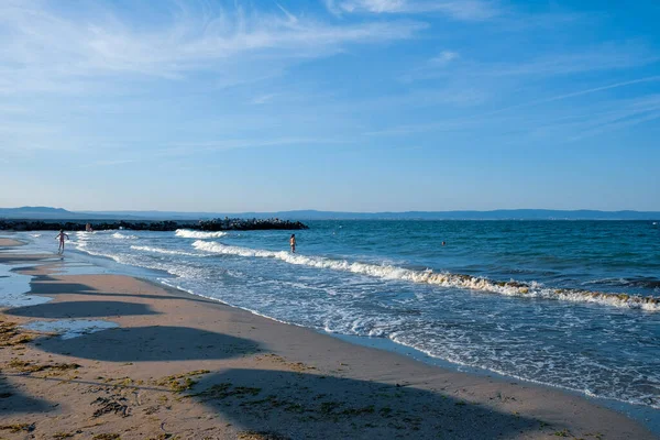 Pomorie Bulgária Június 2018 Beach Sea Bright Sunlight — Stock Fotó