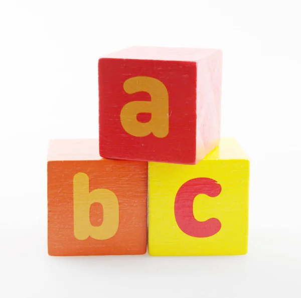 Blocs Alphabet Bois Isolés Sur Fond Blanc — Photo