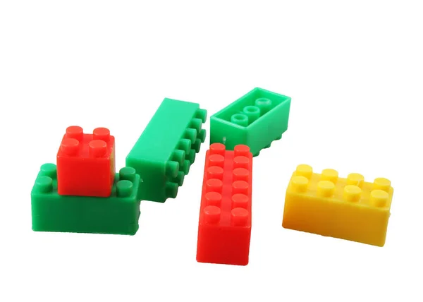 Plastic Building Blocks Toy Isolated White Background Stock Photo