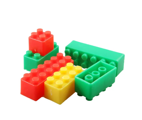 Plastic Building Blocks Toy Isolated White Background Stock Picture