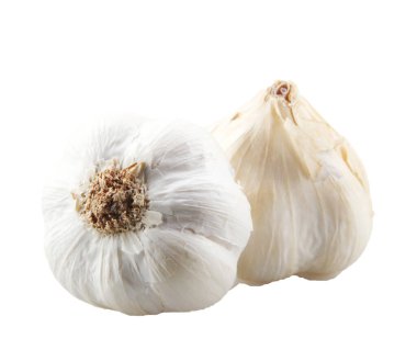 Sarımsak Ampullerine Karşı Beyaz Arkaplan.