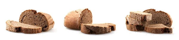 Beyaz Arka Planda Taze Siyah Dilimlenmiş Ekmek Çavdar Ekmeği Çavdar — Stok fotoğraf