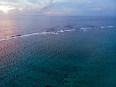 Mauritius Hint okyanusu gün batımı güzel fotoğraf