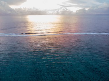 Mauritius Hint okyanusu gün batımı güzel fotoğraf