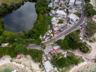 Trou d'Eau Douce, Mauritius havadan insansız hava aracı fotoğrafı, Şubat 2019, göl