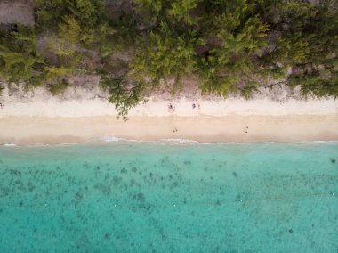 Hint Okyanusu'ndaki Mauritius Plajı. Drone'dan çekilen hava fotoğrafı