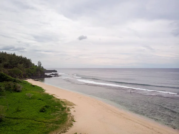 Beach of Mauritius in Indian Ocean. Aerial photo taken from the drone